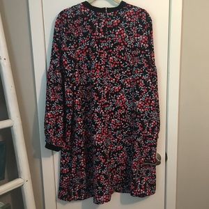 Loft Berry Velvet Trim Cutout Dress